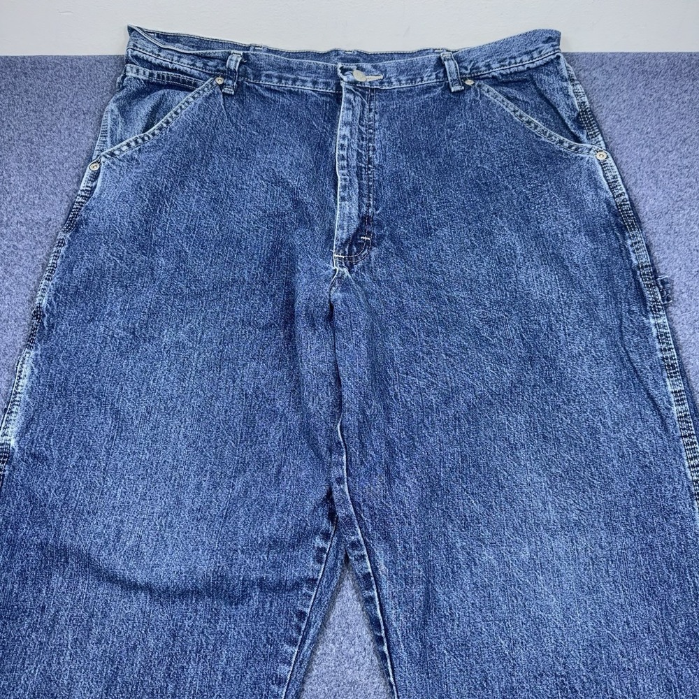 Vintage Wrangler 36x32 Carpenter Jeans Mens Denim Blue 94LSWDV Wide Leg Baggy - Picture 2 of 10